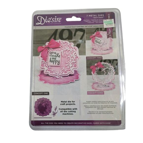 Swirl Easel 7pc Metal Die Set Die'Sire Crafter Companion Create a Card New Diy - Picture 1 of 6